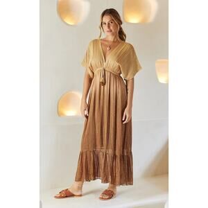 Zleurope Mistic Sand Mazi Dress Shimmer Womens Medium Coastal Boho
